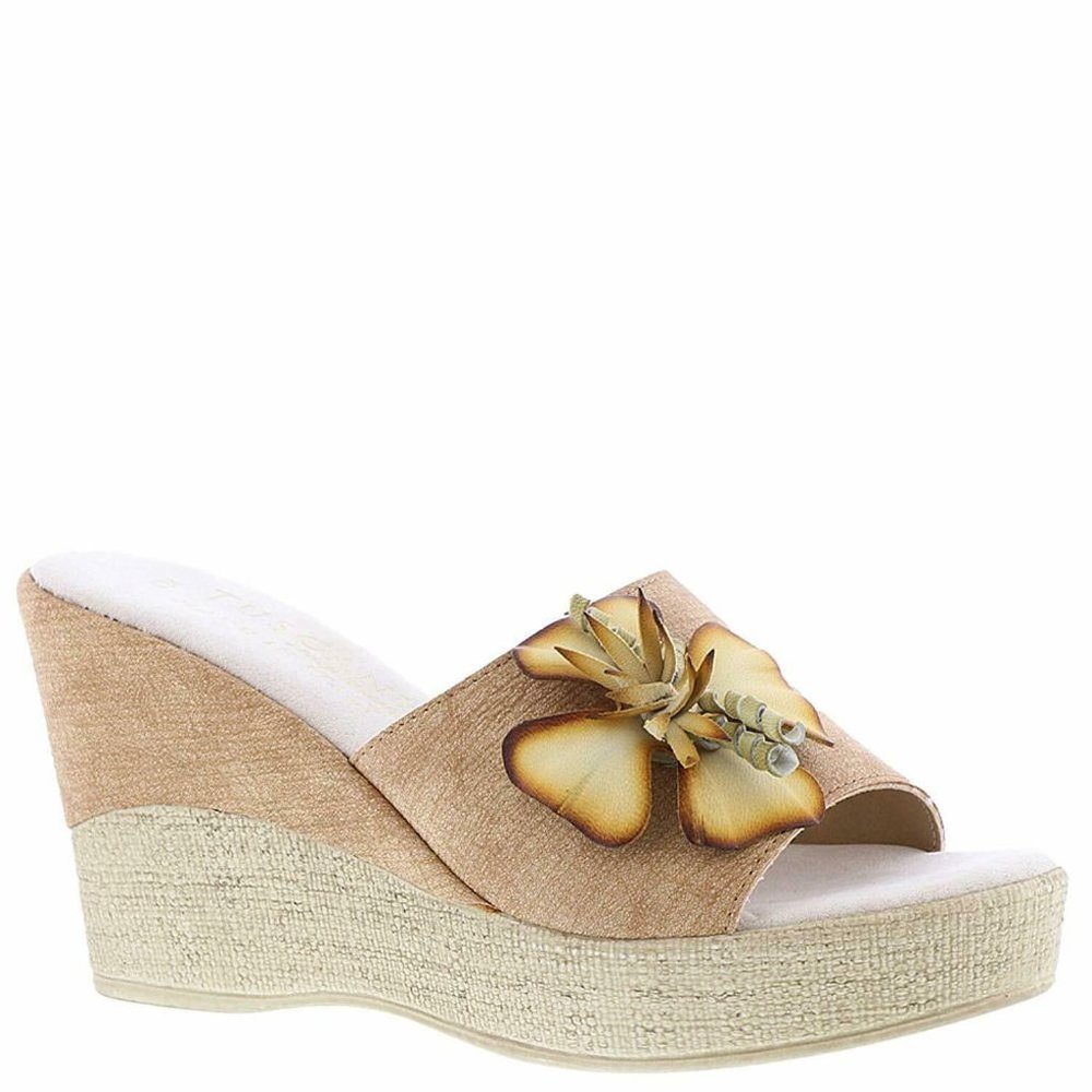 EASY STREET WOMENS CASTELLO OPEN TOE CASUAL PLATFORM SANDALS, TAN, SIZE 6.5